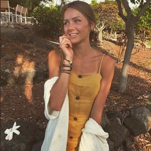 Mustard yellow button up mini dress